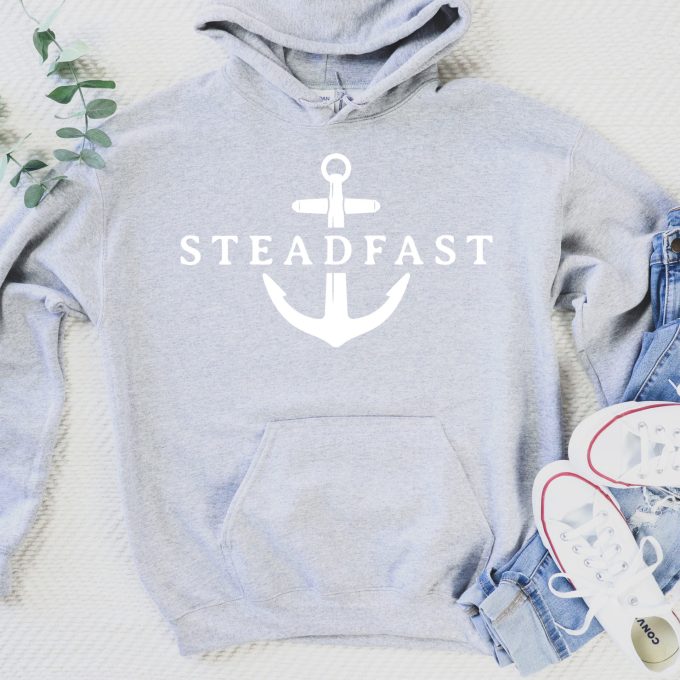 Anchor Hoodie, Nautical Hooded Sweat Shirt, Beach Hoodie, Captain Hooded Sweatshirt, Captain Hoodie, Gift For Sailor, Steadfast Hoodie