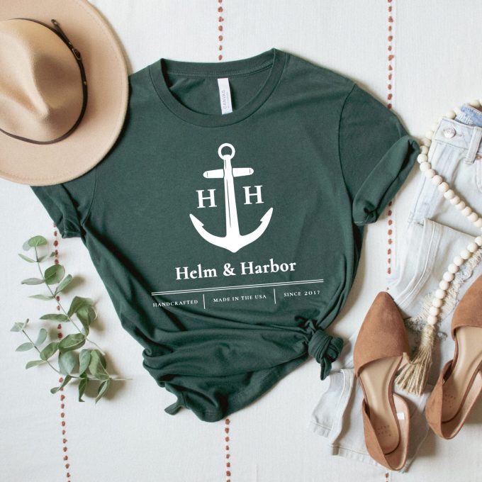 Helm & Harbor Logo Tee Shirt, Nautical Shirt, Beach Shirt, Summer T-Shirt, Captain Shirt, Nautical T-shirt, Anchor T Shirt, Anchor TShirt