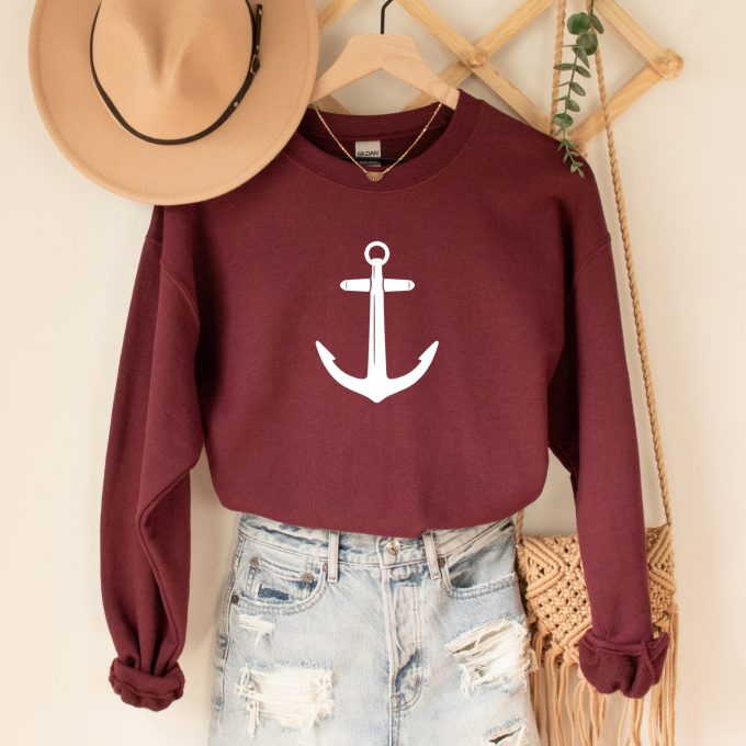 Anchor Sweat Shirt, Nautical Sweat Shirt, Beach Long Sleeve Shirt, Captain Sweatshirt, Captain Shirt, Gift For Sailor, Boating Sweatshirt