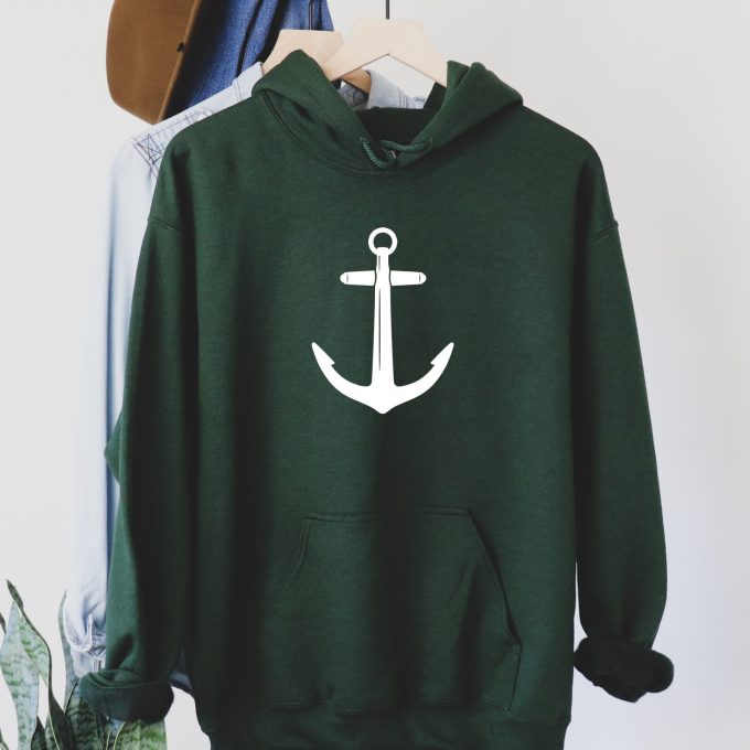 Anchor Hoodie, Nautical Hooded Sweat Shirt, Beach Hoodie, Captain Hooded Sweatshirt, Summer Hoodie, Gift For Him, Gift for Sailor