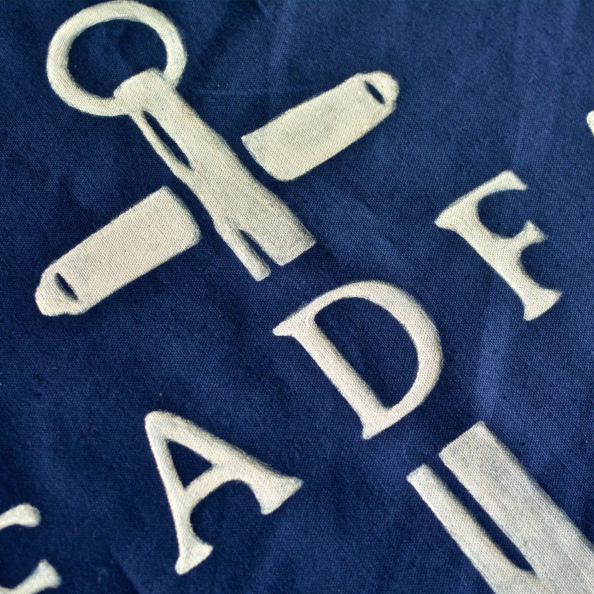 Navy Blue Cotton Canvas Hand Painted Steadfast with Anchor Flag - Image 2